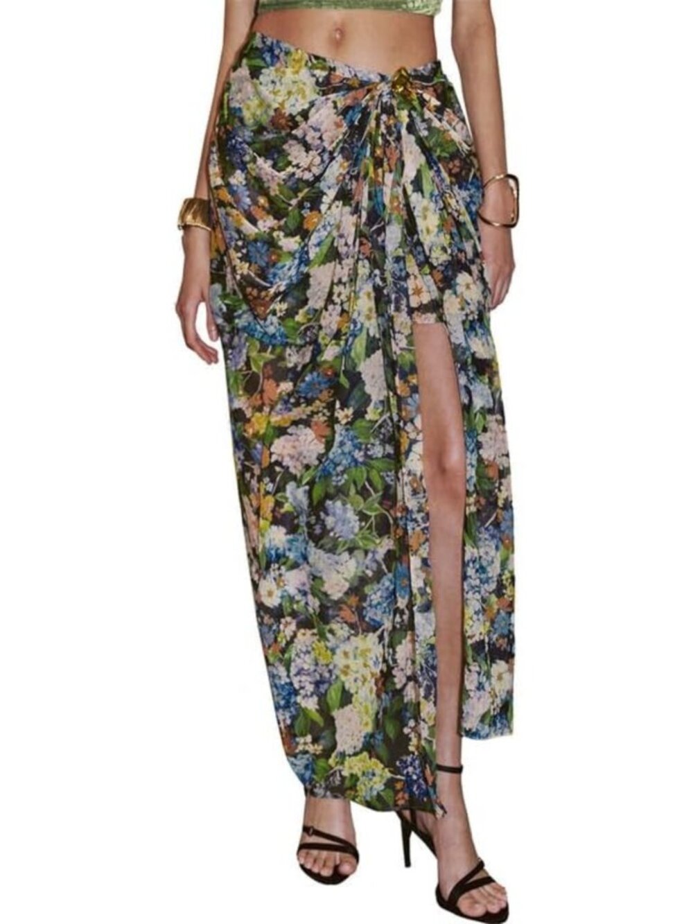 Boho Floral Print Bodycon Maxi Skirt - High Waisted, Sexy Slit, Stretchy Long